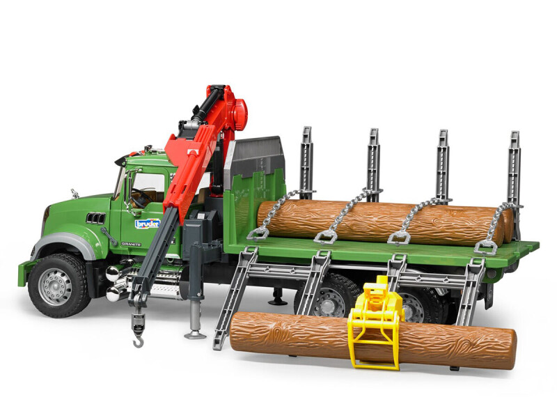 Bruder MACK Granit Přepravník na dřevo s hydraulickou rukou 1:16